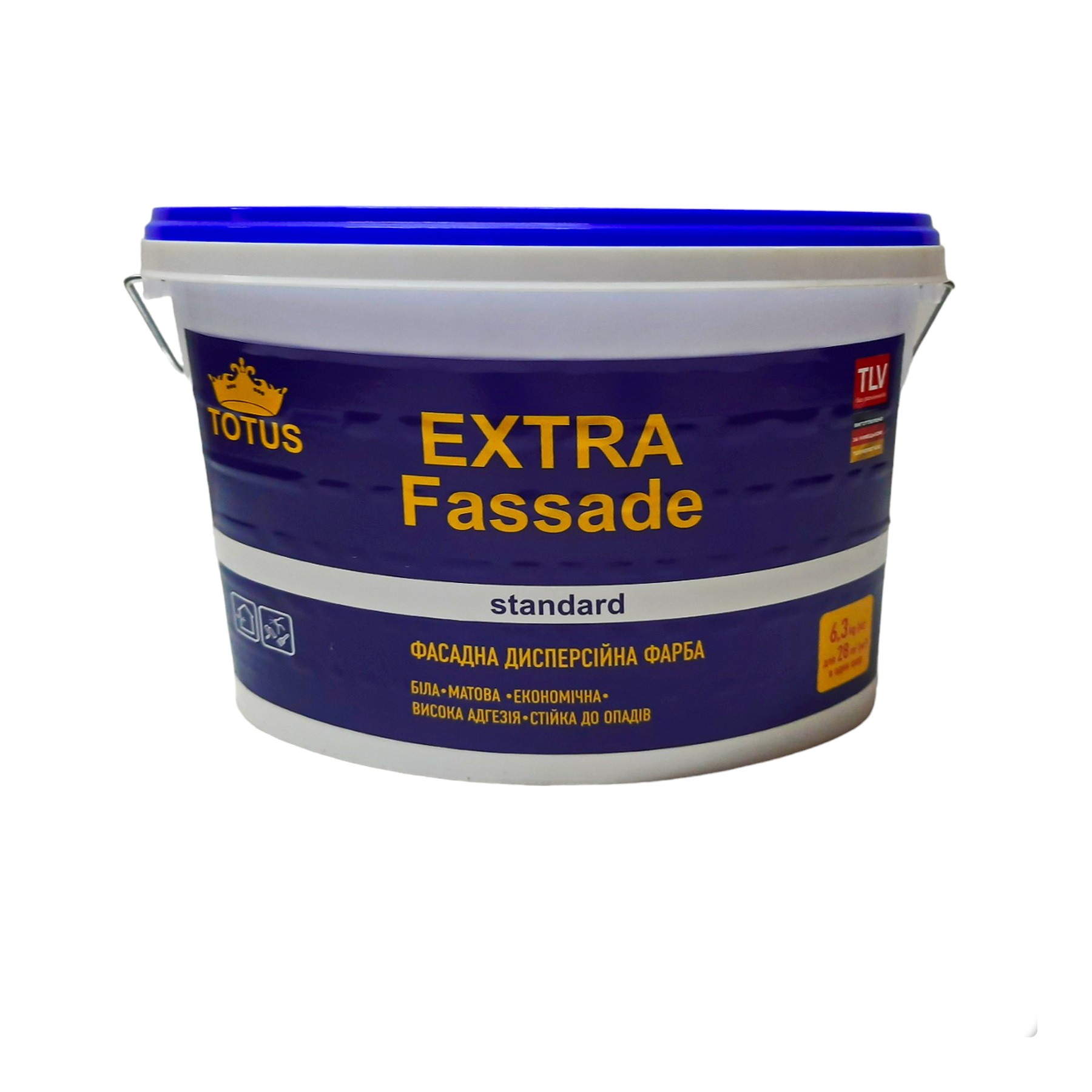 Фарба фасадна TOTUS Extra Fassade Standard акрилова, водоемульсійна, мат білий 7 кг